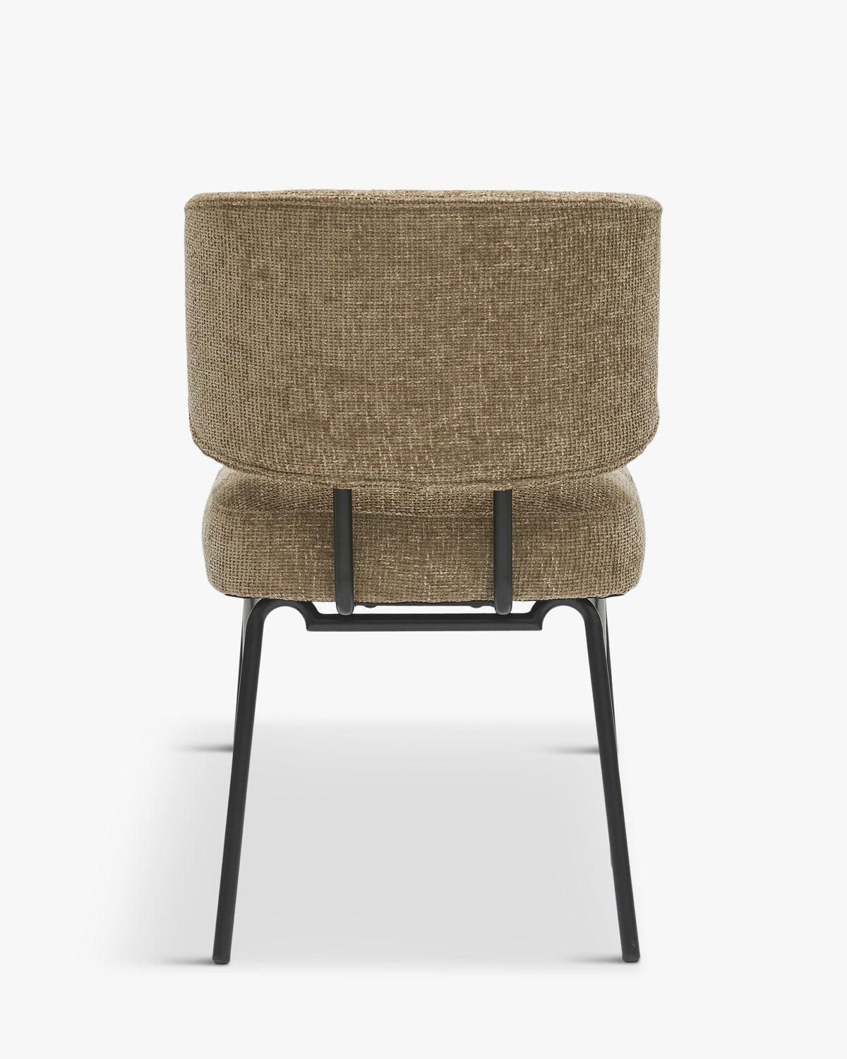 Chaise, Tweed taupe & métal noir