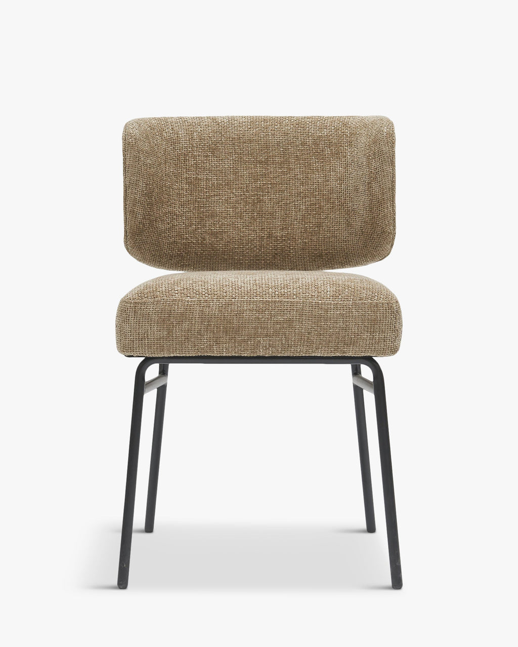 Chaise, Tweed taupe & métal noir