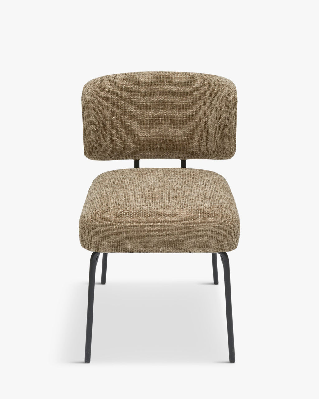 Chaise, Tweed taupe & métal noir