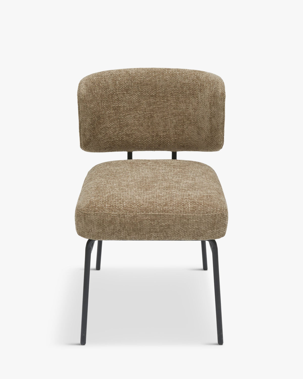 Chaise, Tweed taupe & métal noir