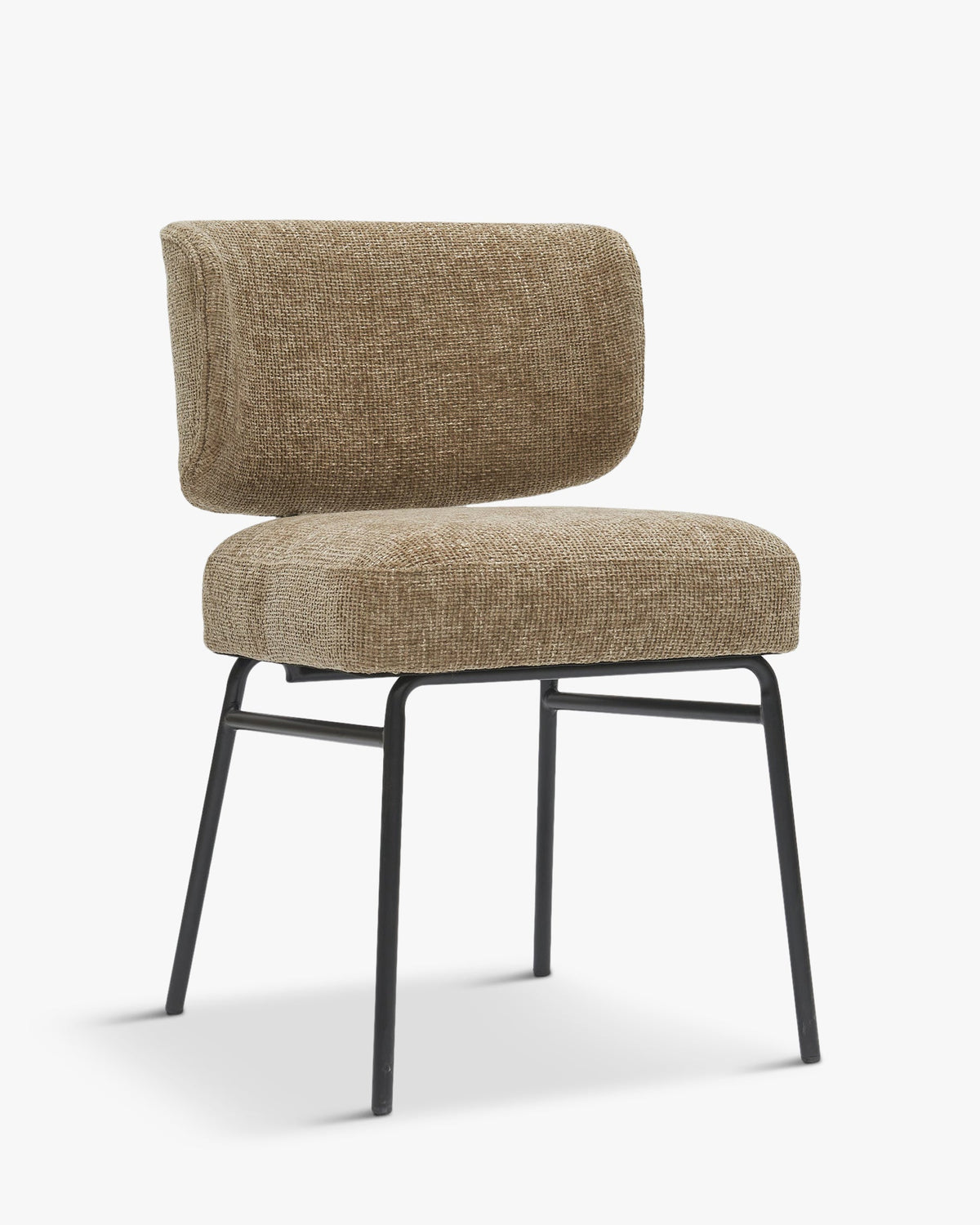 Chaise, Tweed taupe & métal noir