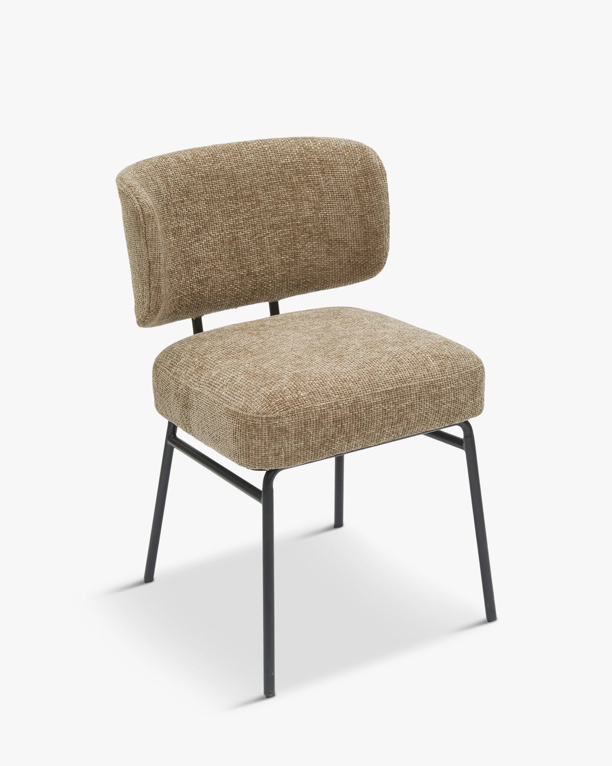 Chaise, Tweed taupe & métal noir