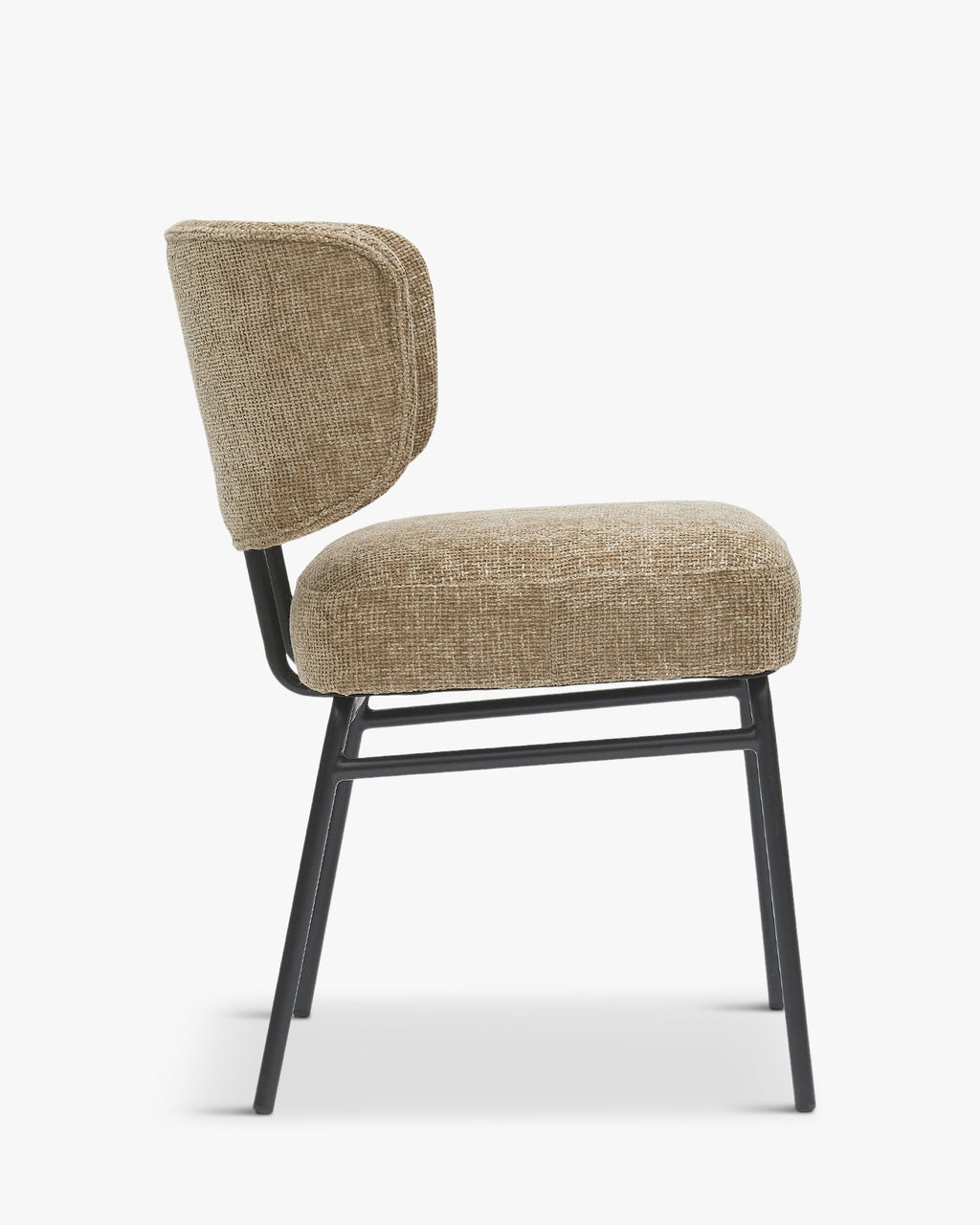 Chaise, Tweed taupe & métal noir