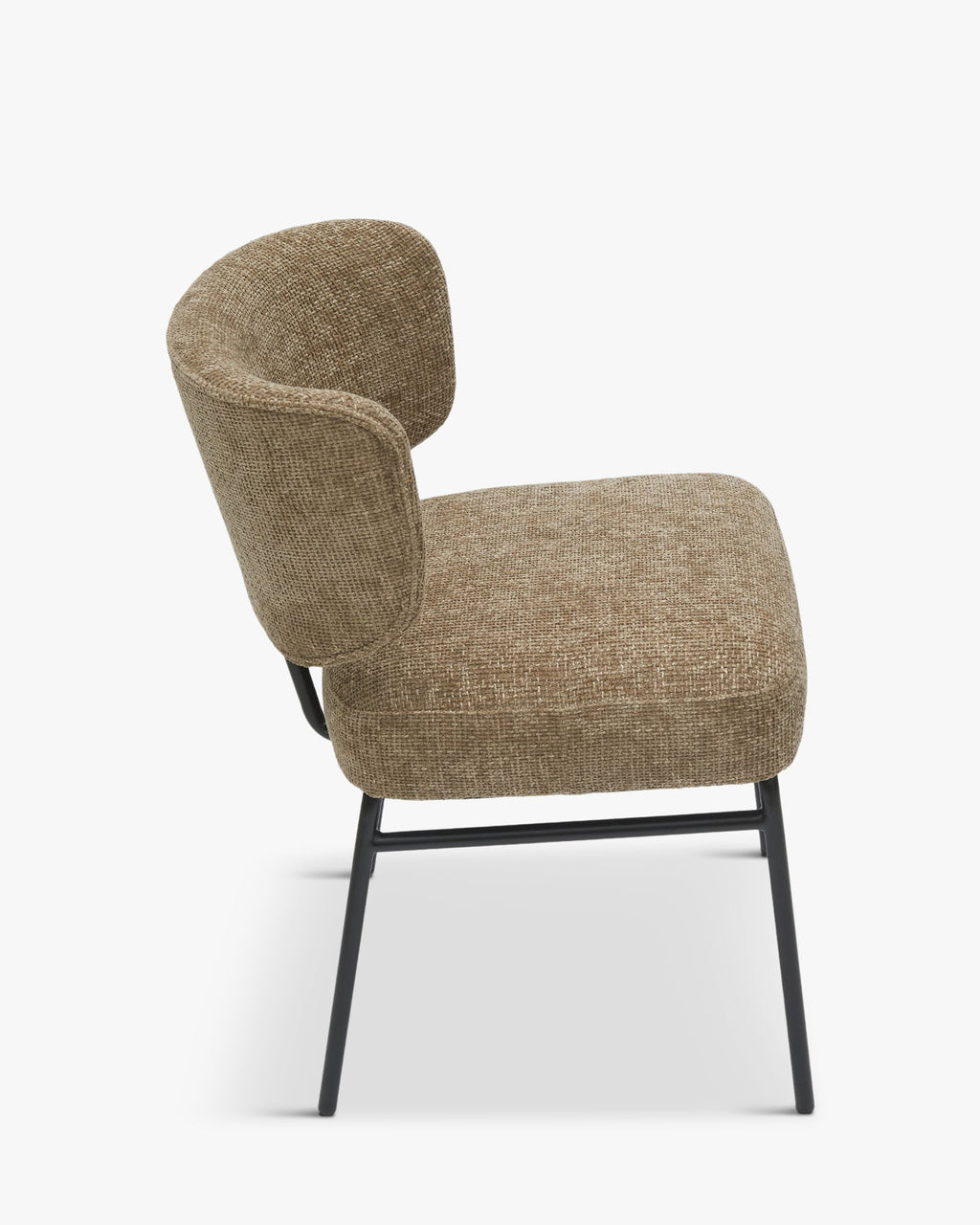 Chaise, Tweed taupe & métal noir