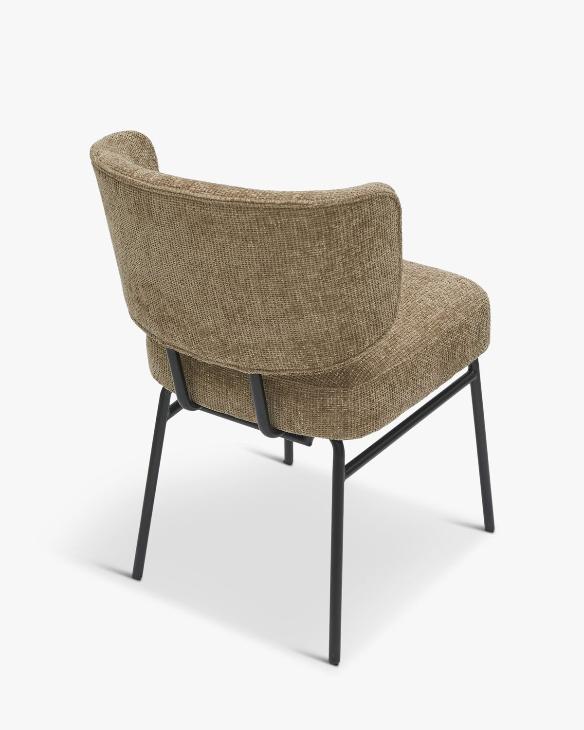 Chaise, Tweed taupe & métal noir