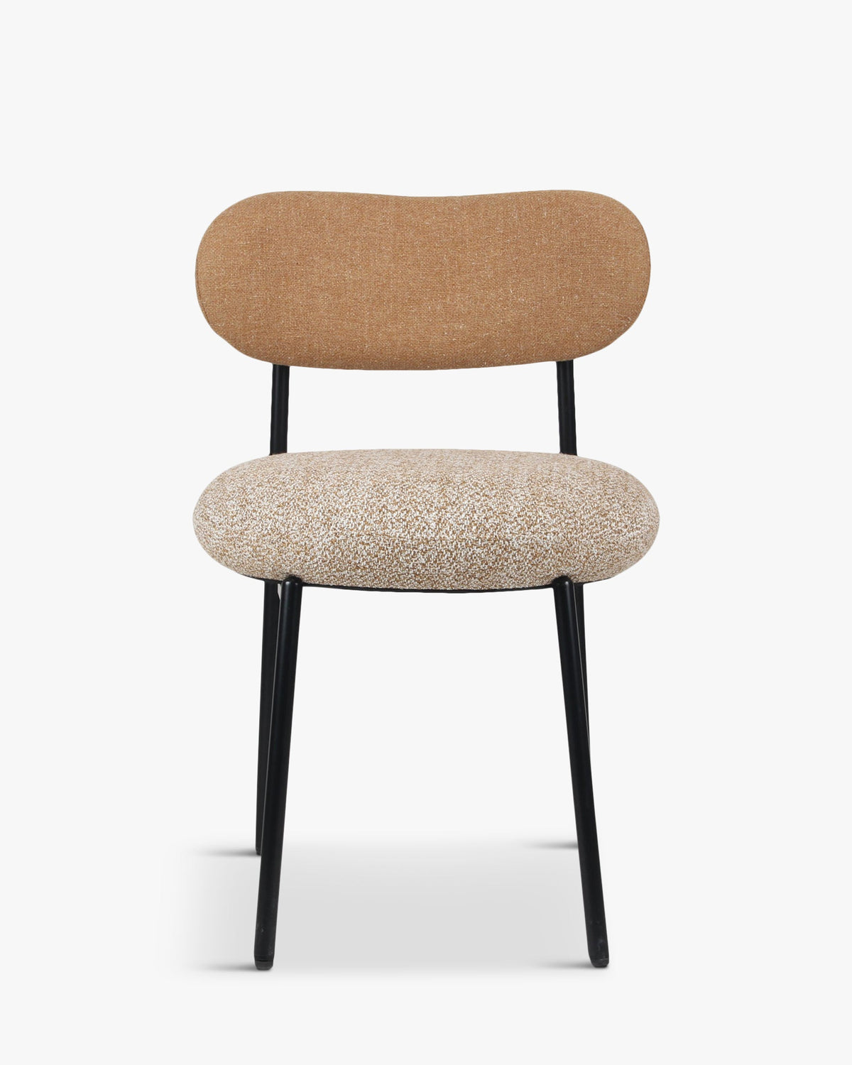 Chaise bicolore, Camel sable, Jaune moucheté & Métal noir