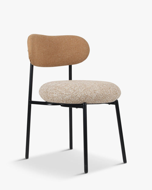 Chaise bicolore, Camel sable, Jaune moucheté & Métal noir