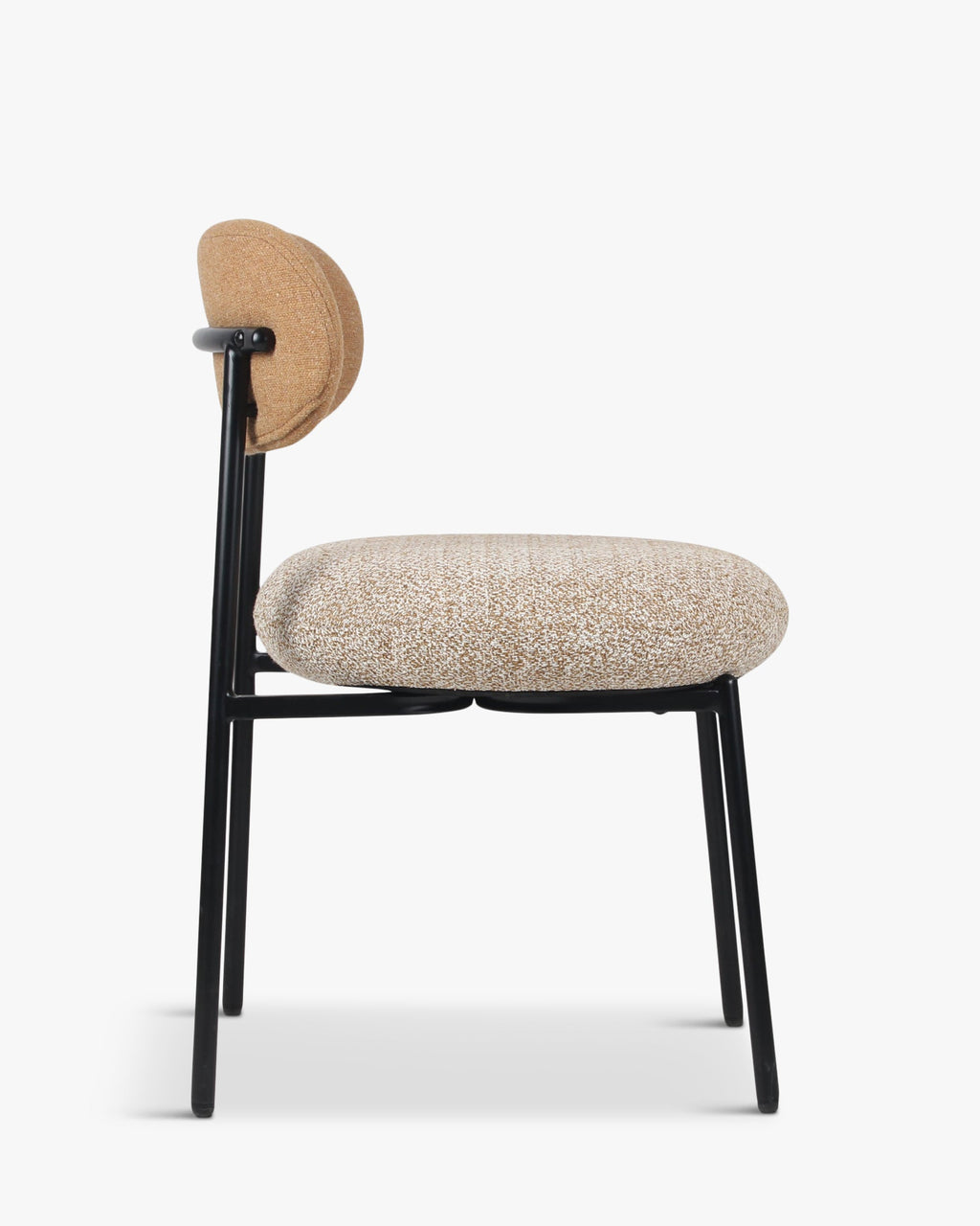 Chaise bicolore, Camel sable, Jaune moucheté & Métal noir