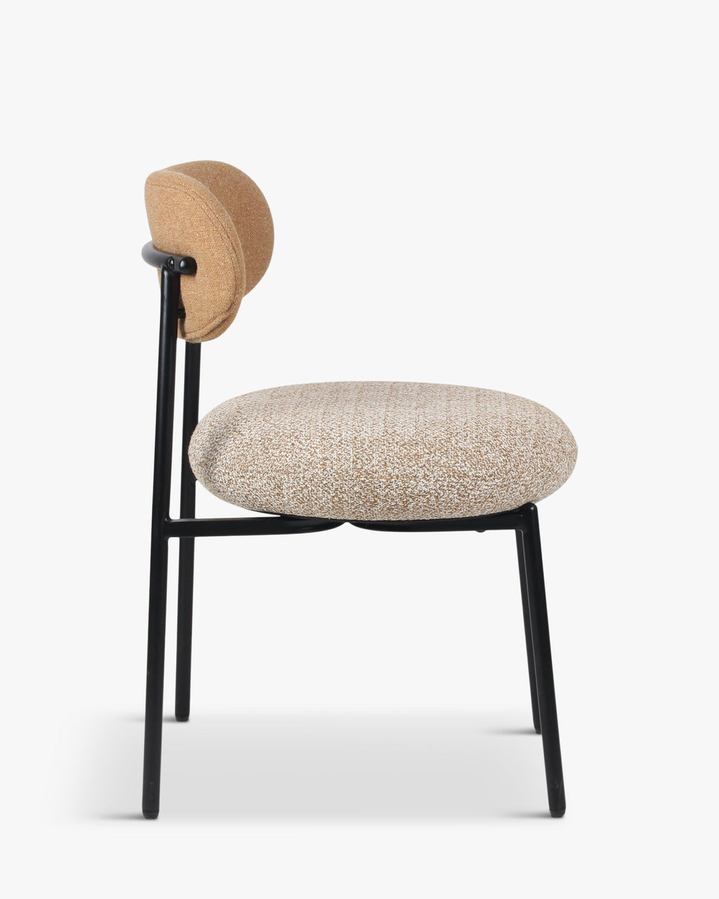 Chaise bicolore, Camel sable, Jaune moucheté & Métal noir