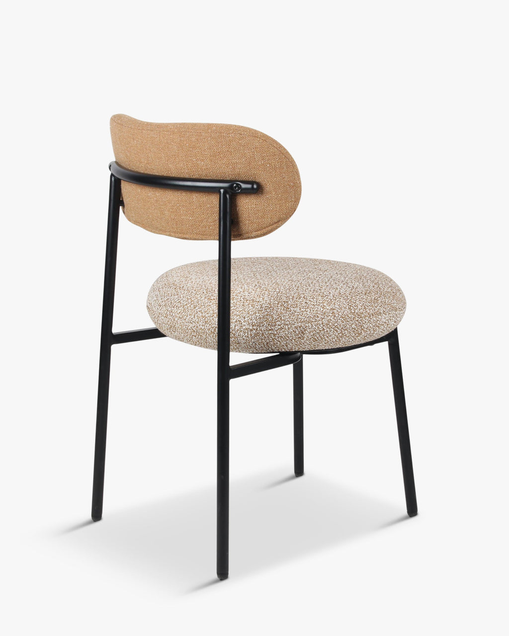 Chaise bicolore, Camel sable, Jaune moucheté & Métal noir