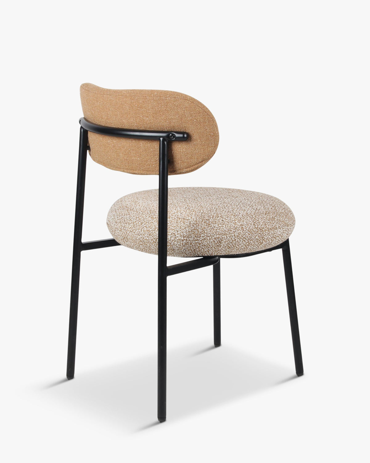 Chaise bicolore, Camel sable, Jaune moucheté & Métal noir