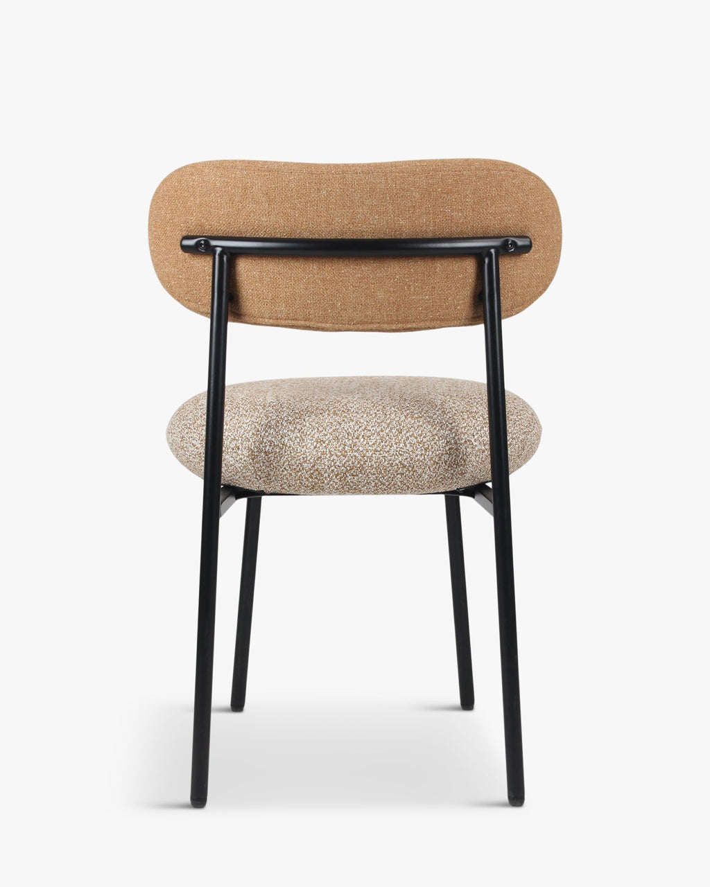 Chaise bicolore, Camel sable, Jaune moucheté & Métal noir