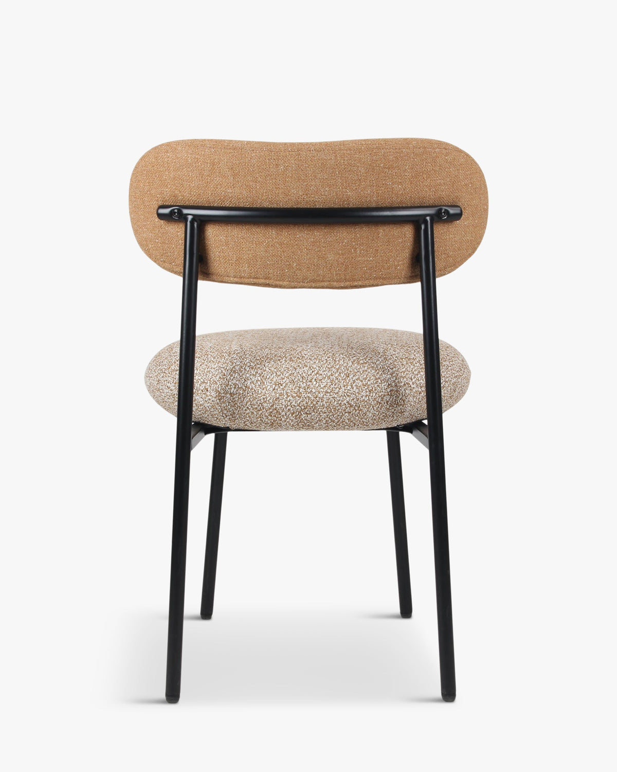 Chaise bicolore, Camel sable, Jaune moucheté & Métal noir