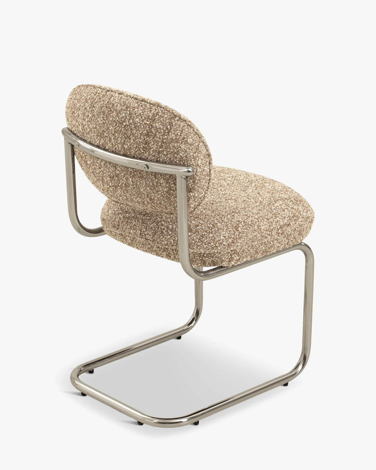 Chaise, Beige macchiato bouclé & métal chromé