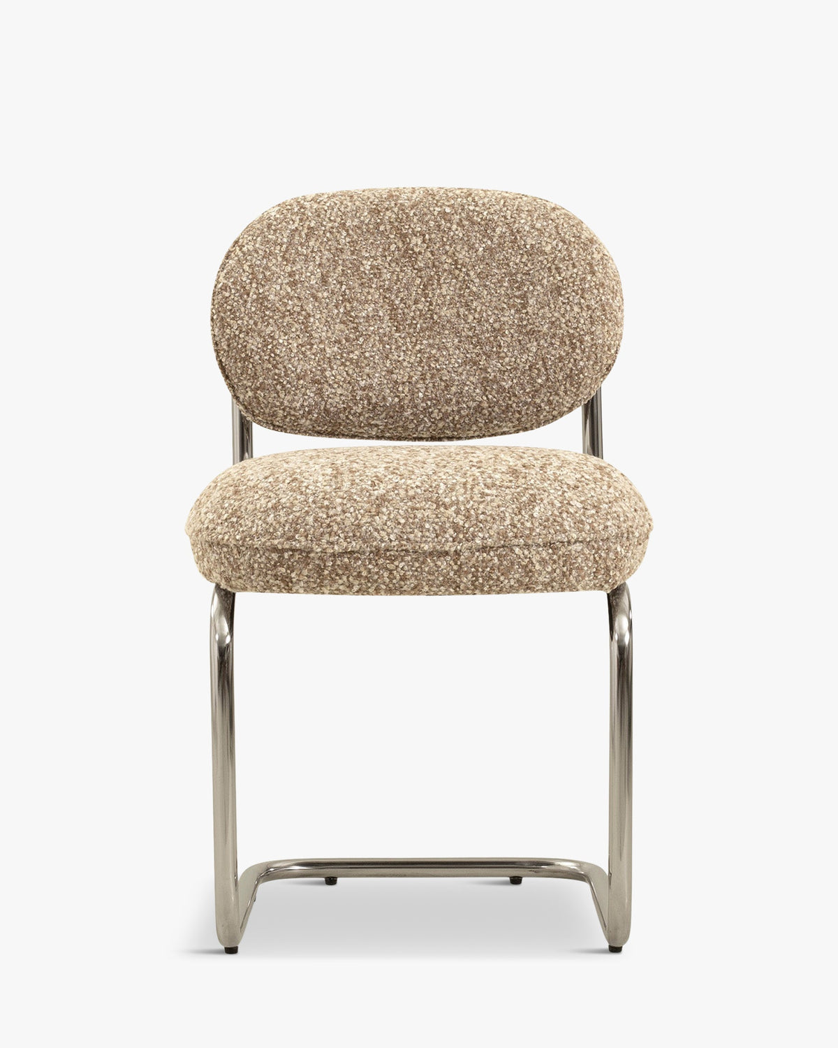 Chaise, Beige macchiato bouclé & métal chromé