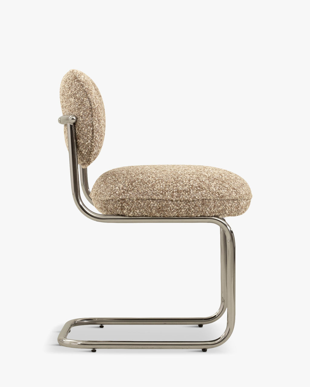 Chaise, Beige macchiato bouclé & métal chromé