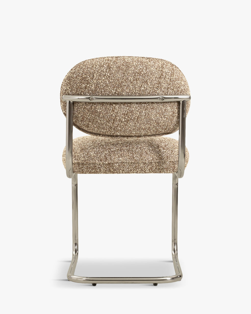 Chaise, Beige macchiato bouclé & métal chromé
