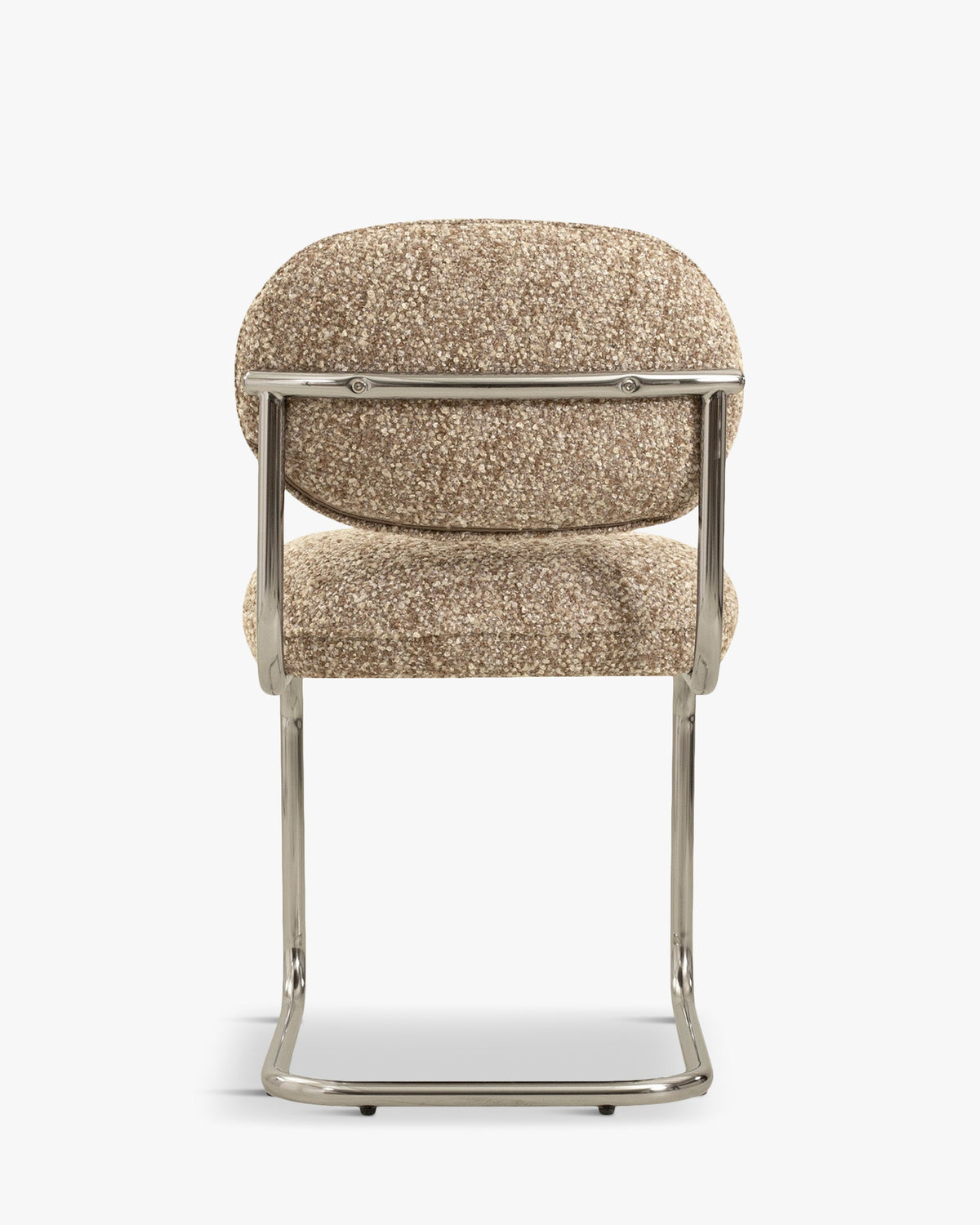 Chaise, Beige macchiato bouclé & métal chromé