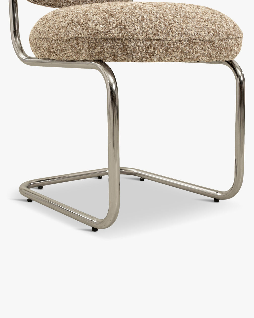 Chaise, Beige macchiato bouclé & métal chromé
