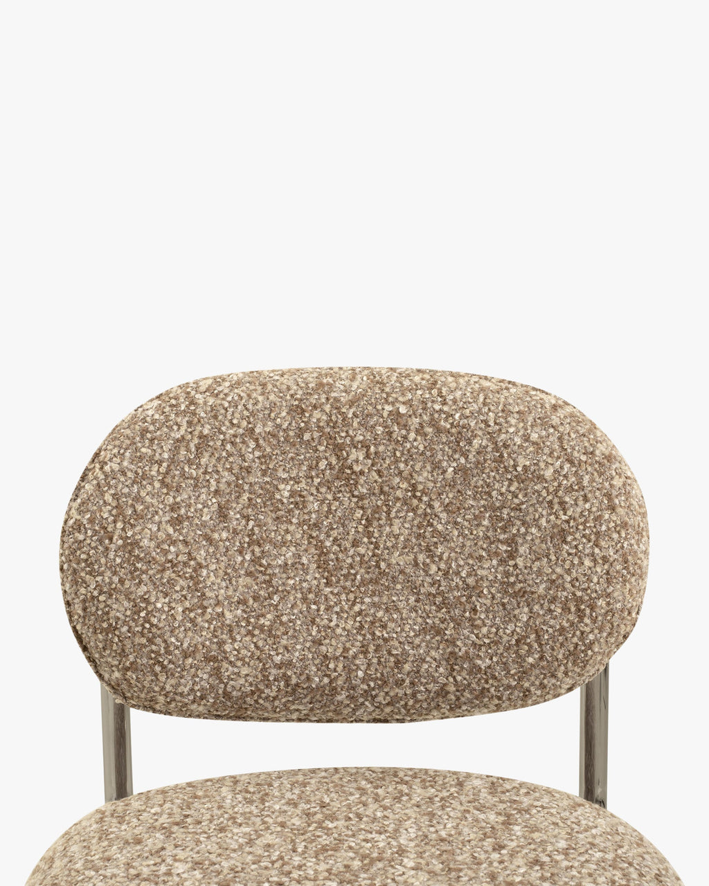 Chaise, Beige macchiato bouclé & métal chromé