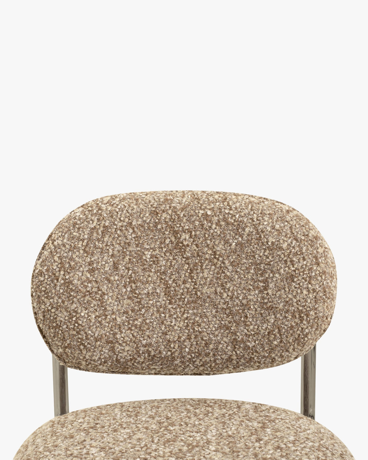 Chaise, Beige macchiato bouclé & métal chromé
