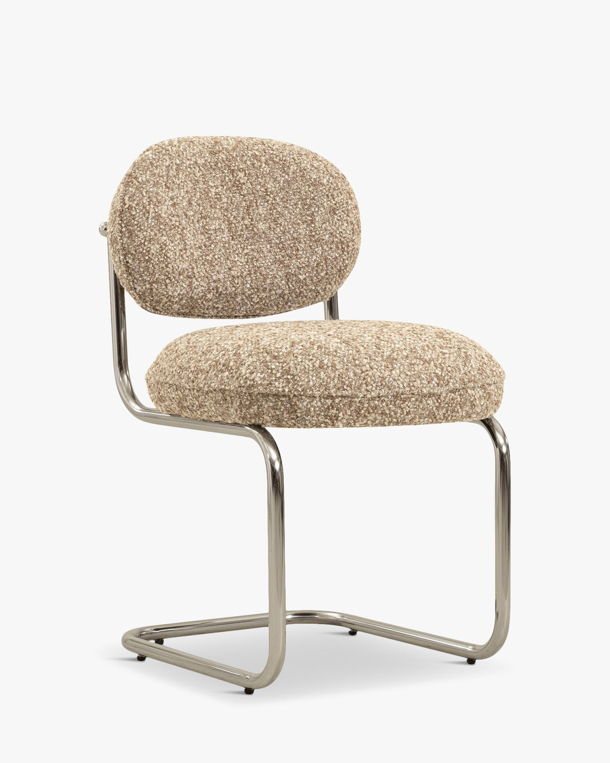 Chaise, Beige macchiato bouclé & métal chromé