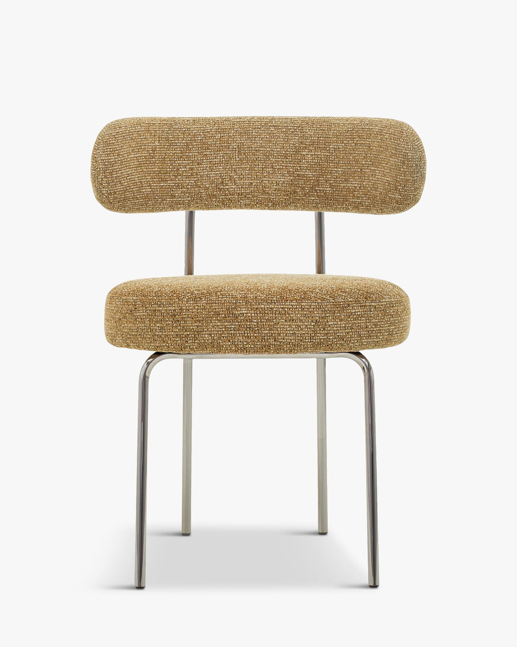 Chaise, Tweed marron chêne & métal chromé