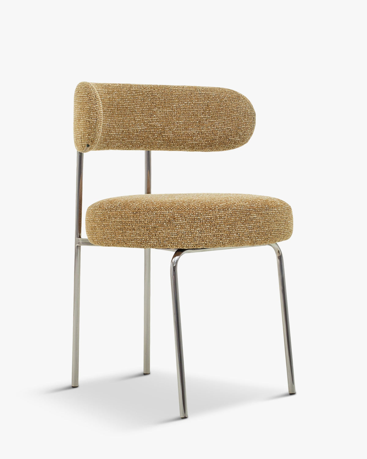 Chaise, Tweed marron chêne & métal chromé