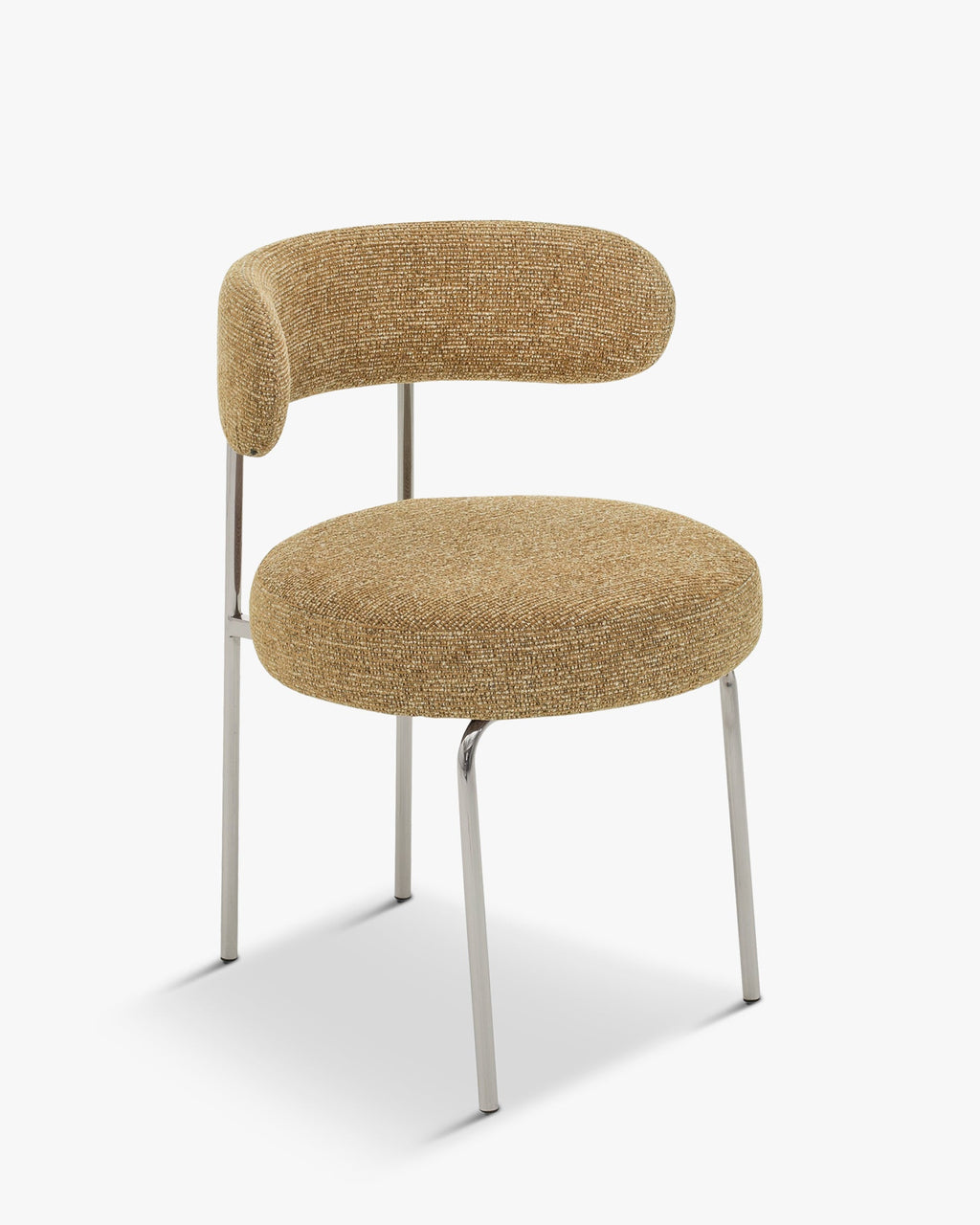 Chaise, Tweed marron chêne & métal chromé