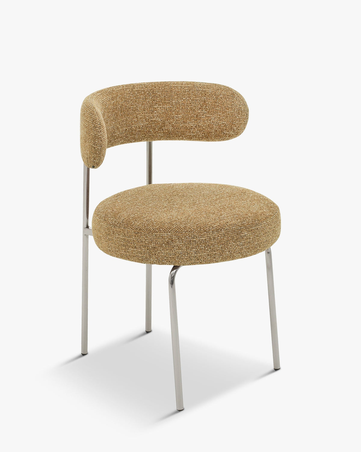 Chaise, Tweed marron chêne & métal chromé