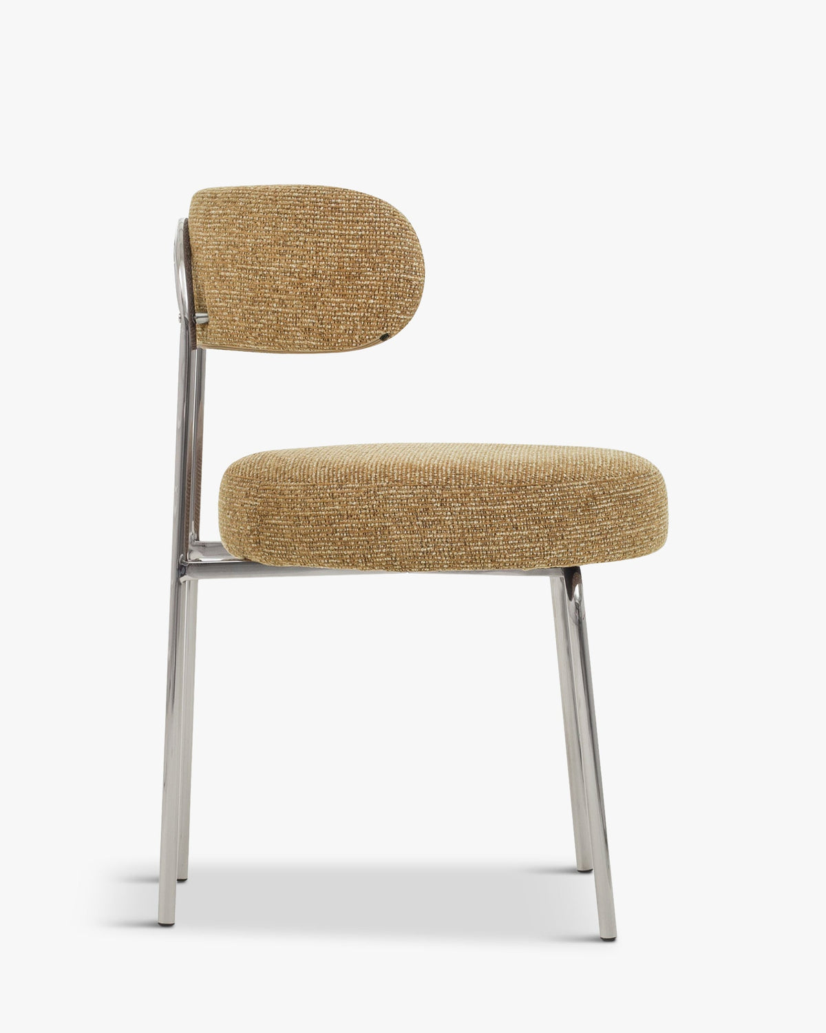 Chaise, Tweed marron chêne & métal chromé