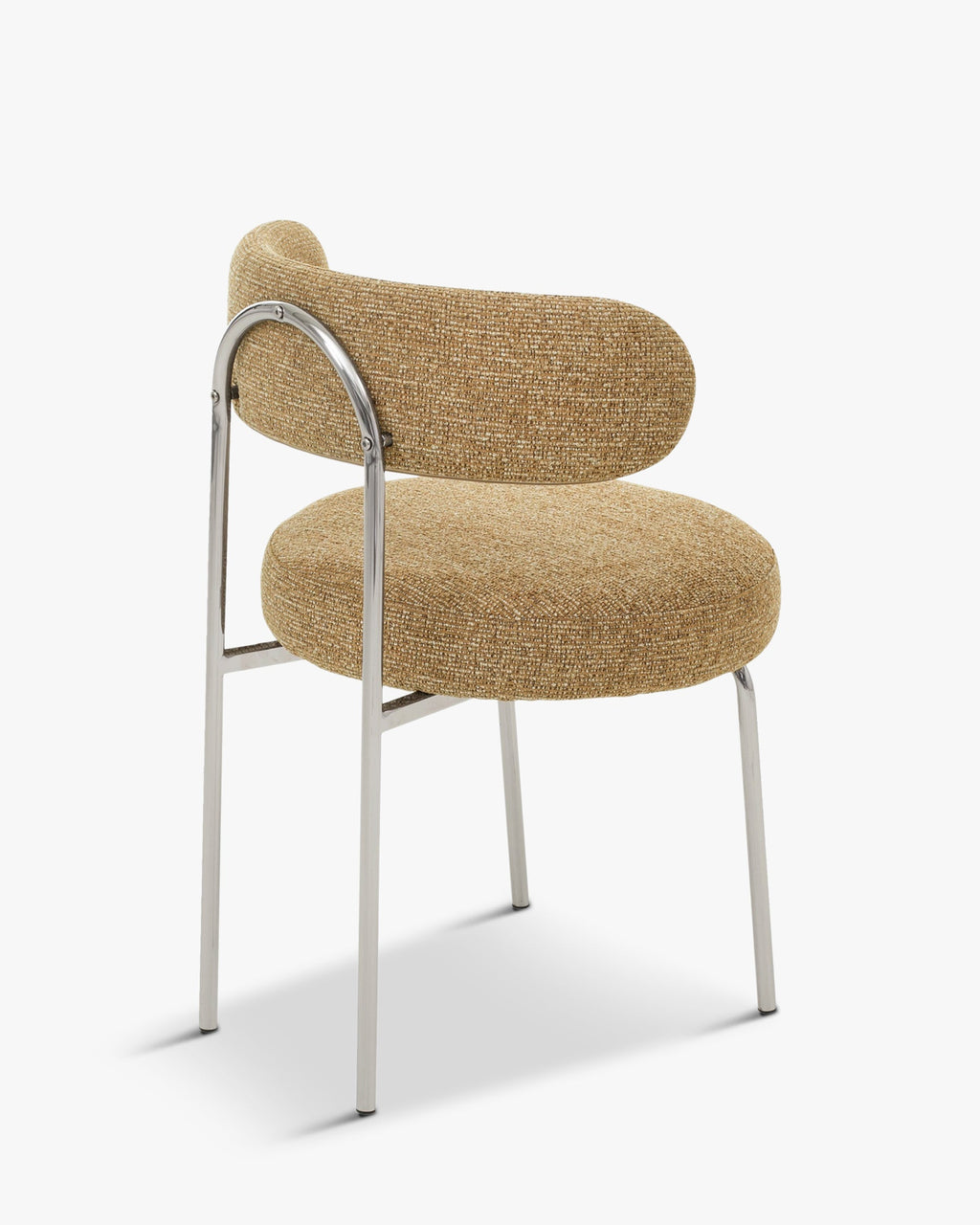 Chaise, Tweed marron chêne & métal chromé