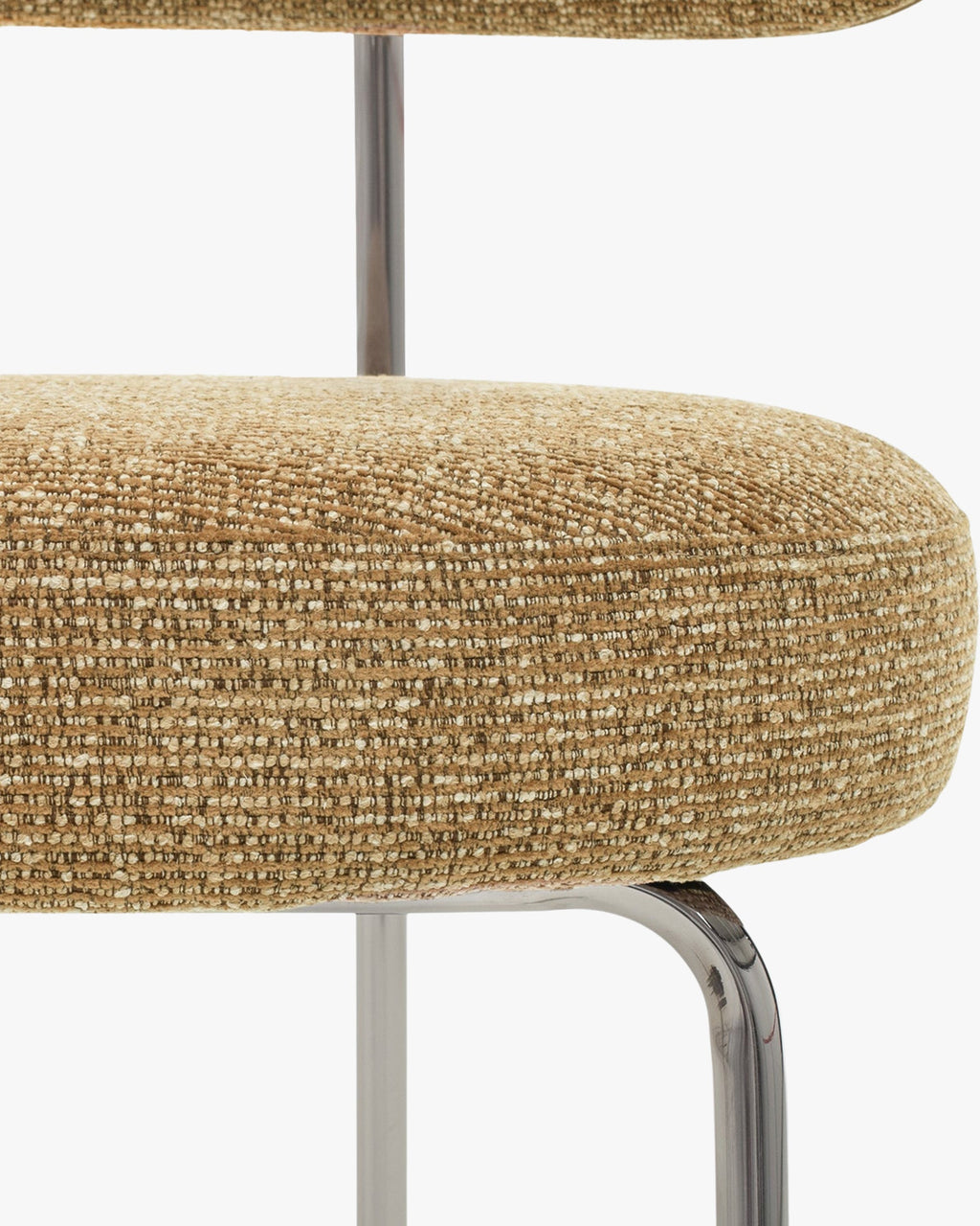 Chaise, Tweed marron chêne & métal chromé