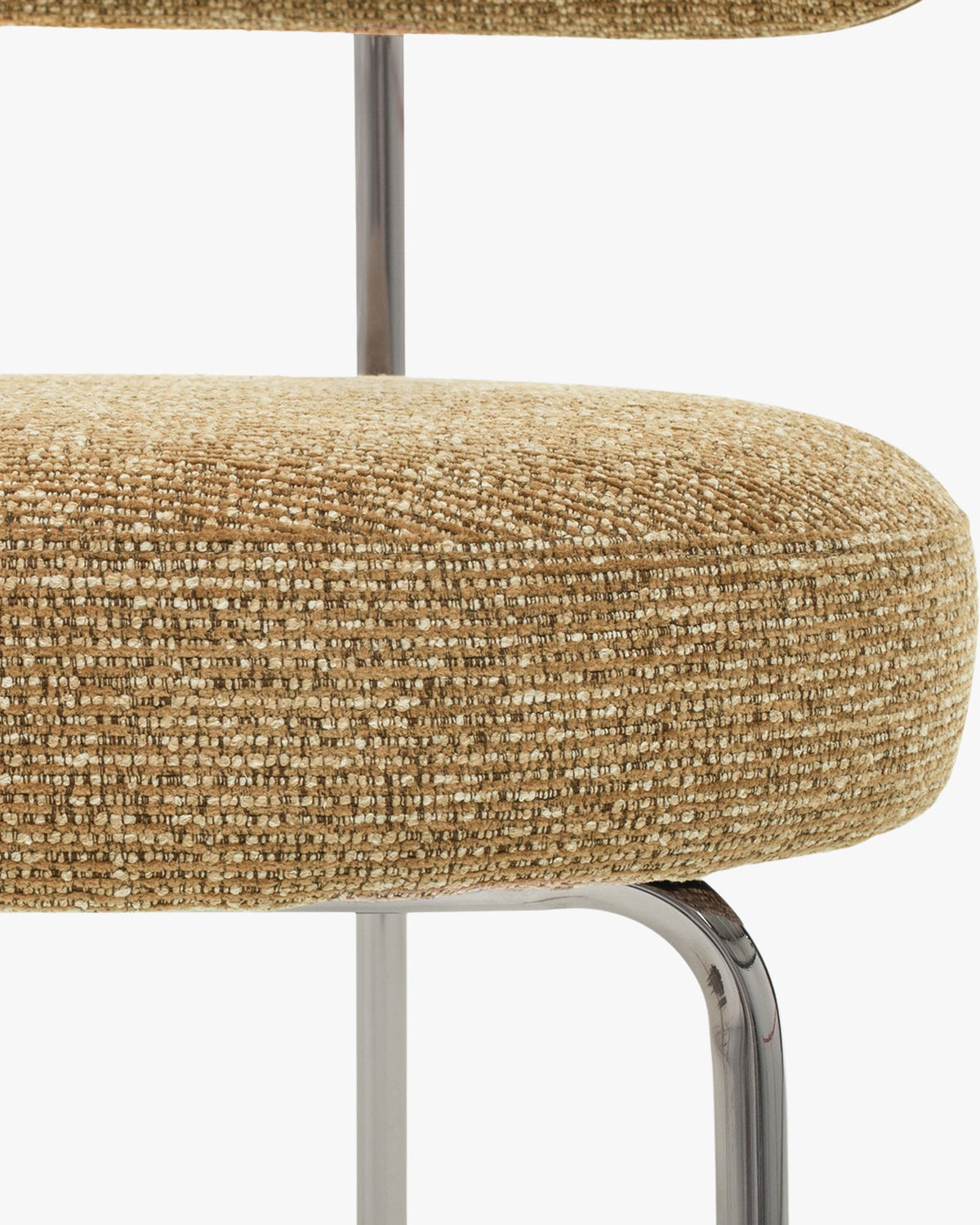 Chaise, Tweed marron chêne & métal chromé