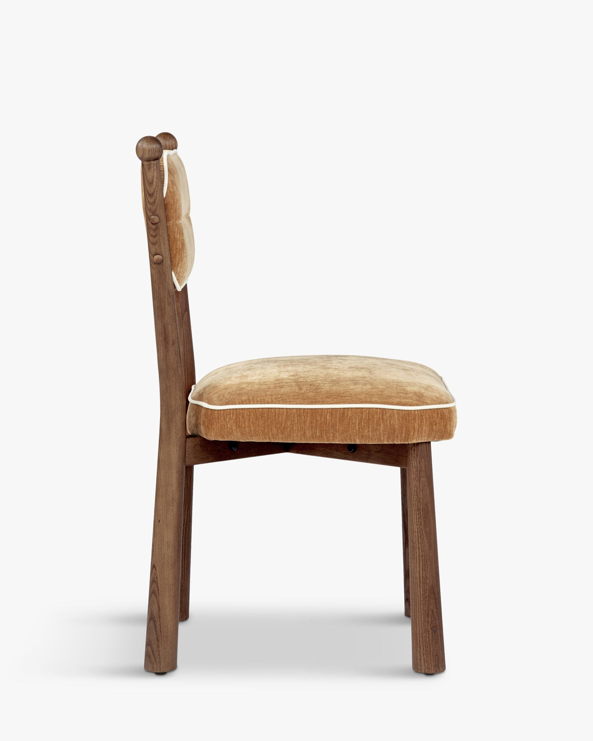 Chaise, Velours chenillé camel doré & Frêne massif