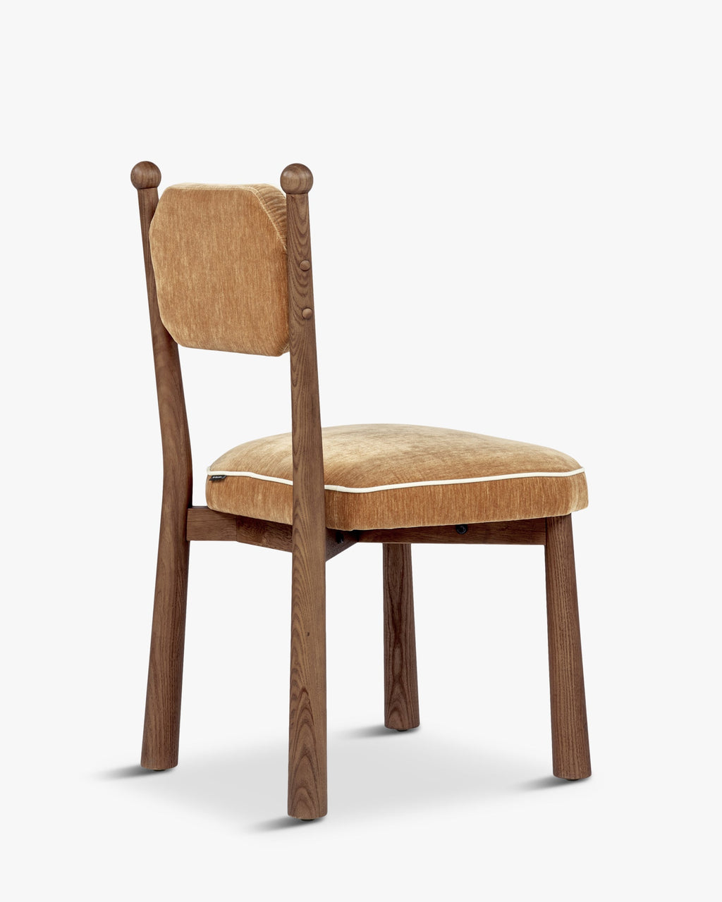 Chaise, Velours chenillé camel doré & Frêne massif