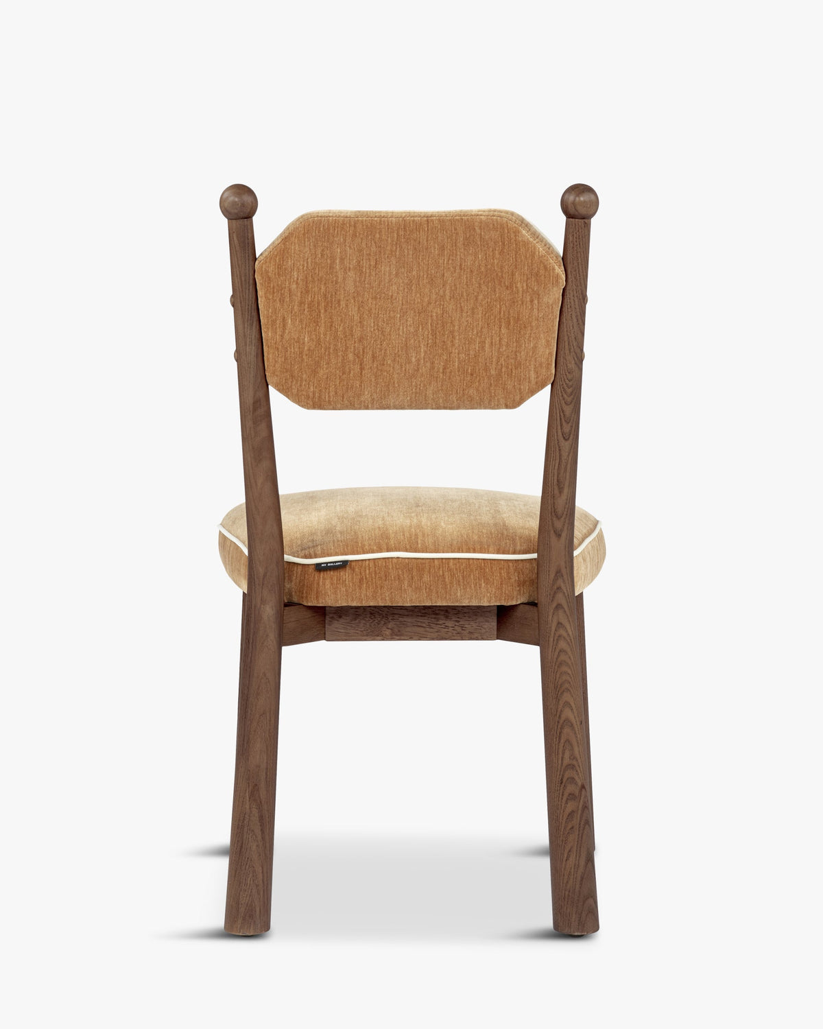 Chaise, Velours chenillé camel doré & Frêne massif