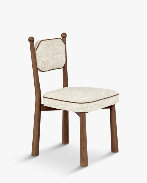 Chaise, Tweed écru meringue & Frêne massif