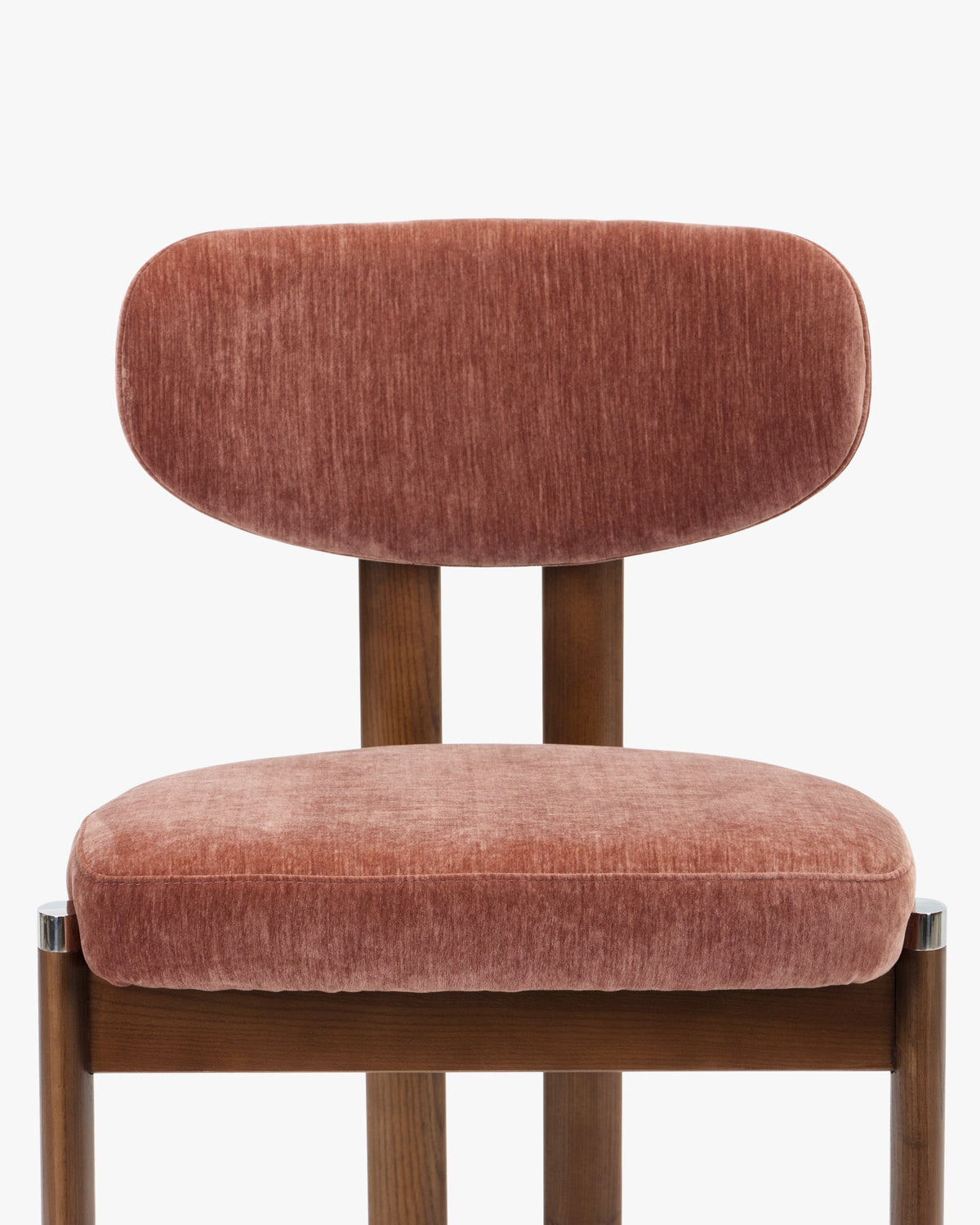Lot de 2 chaises, Velours chenillé rouge ambré & Frêne massif teinte noyer