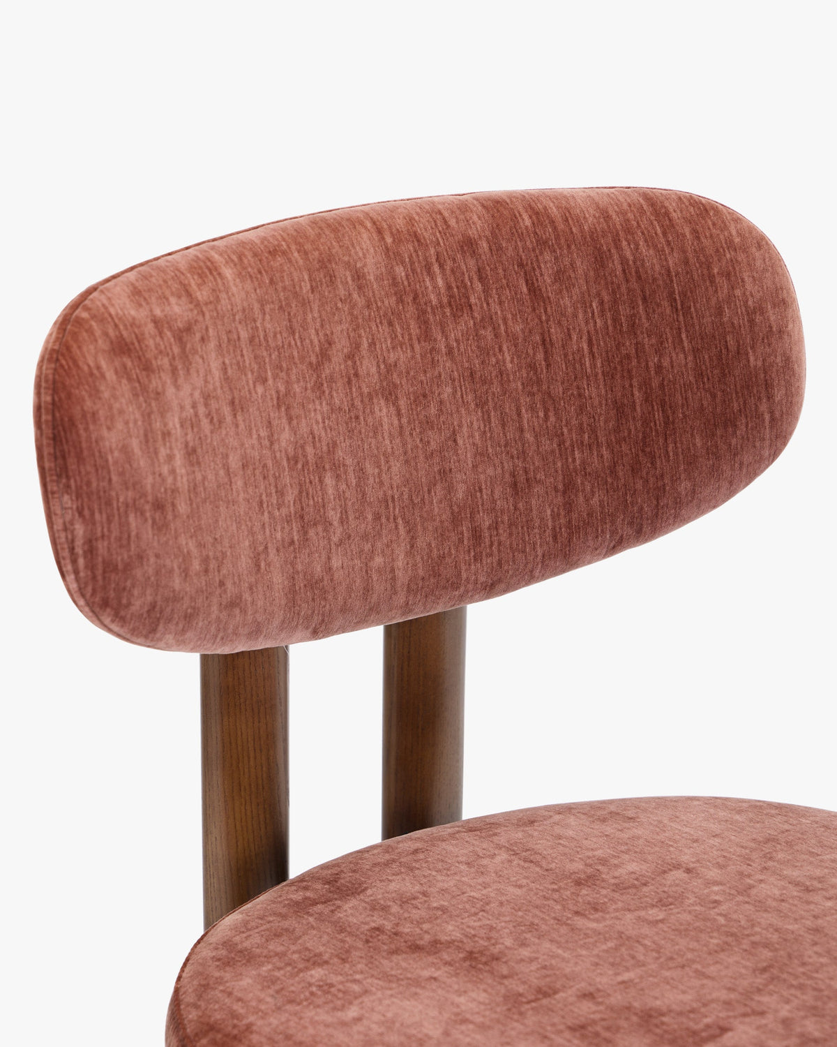 Lot de 2 chaises, Velours chenillé rouge ambré & Frêne massif teinte noyer