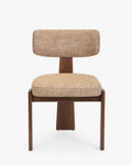 Chaise, Tweed marron caramel & Frêne massif teinte noyer