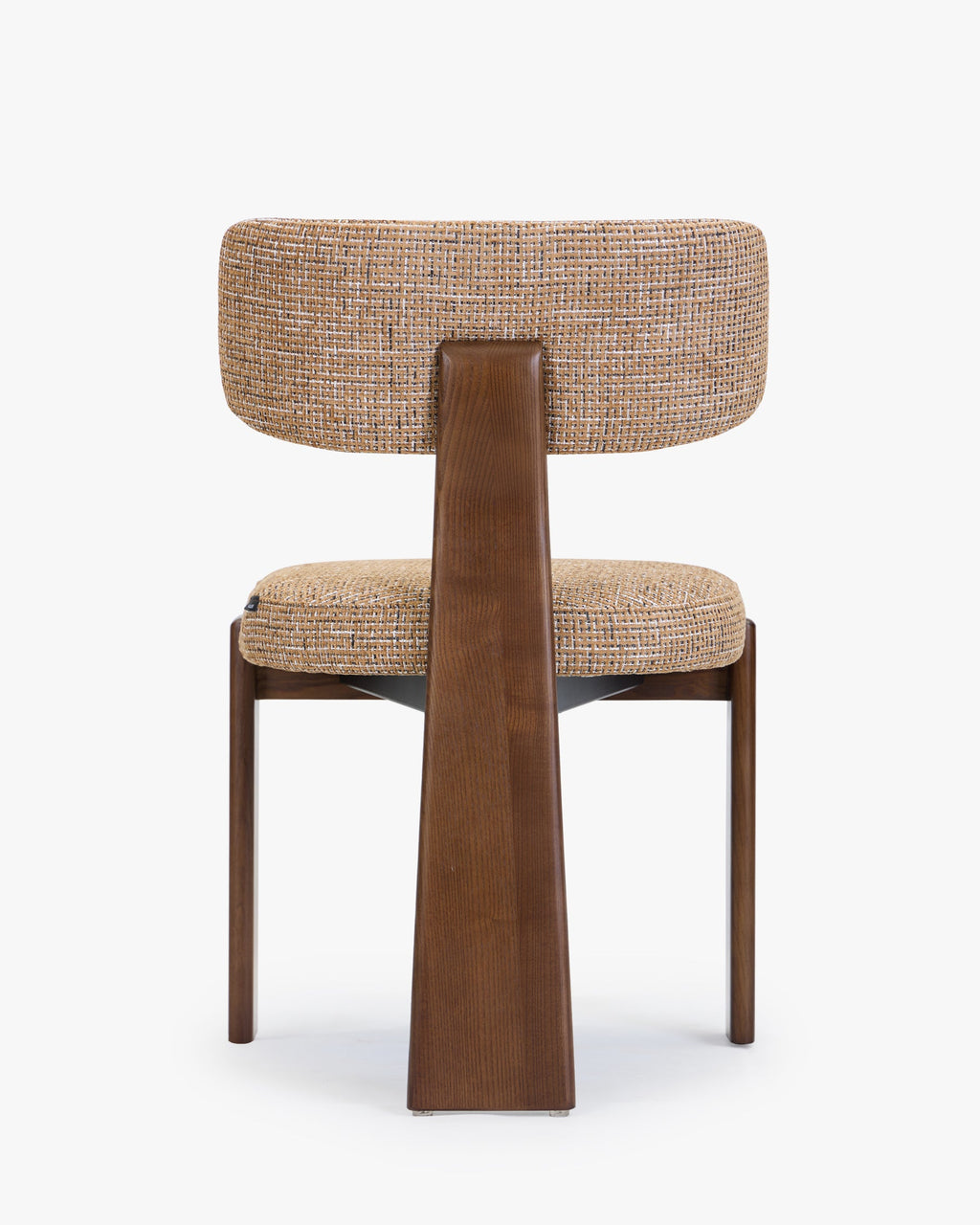 Chaise, Tweed marron caramel & Frêne massif teinte noyer