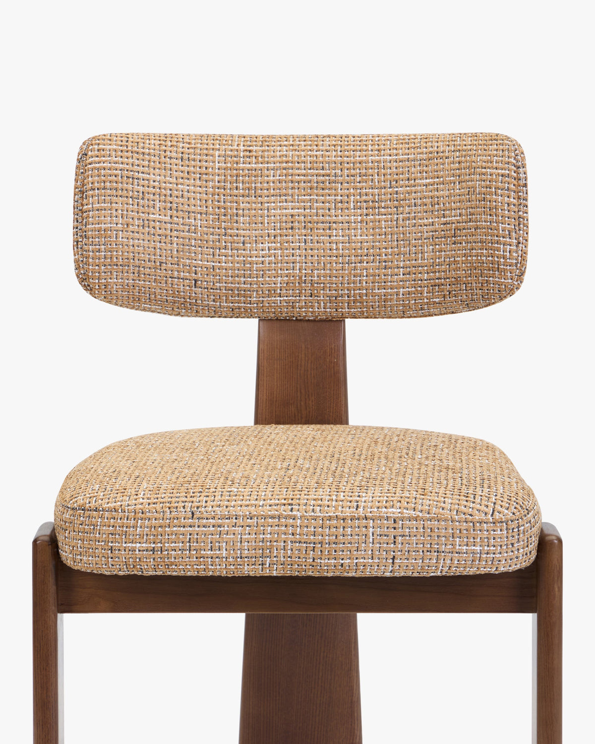 Chaise, Tweed marron caramel & Frêne massif teinte noyer