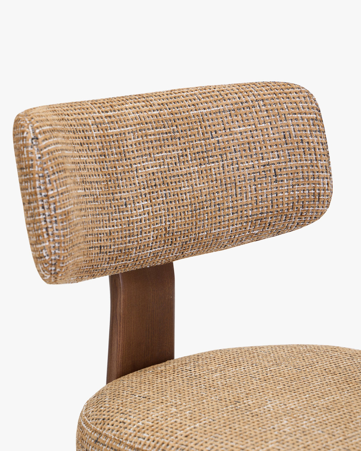 Chaise, Tweed marron caramel & Frêne massif teinte noyer