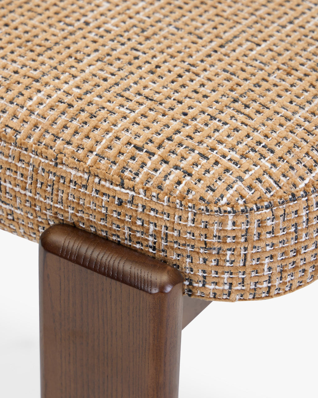 Chaise, Tweed marron caramel & Frêne massif teinte noyer