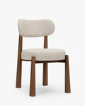 Chaise, Tweed écru meringue & Frêne massif teinte noyer