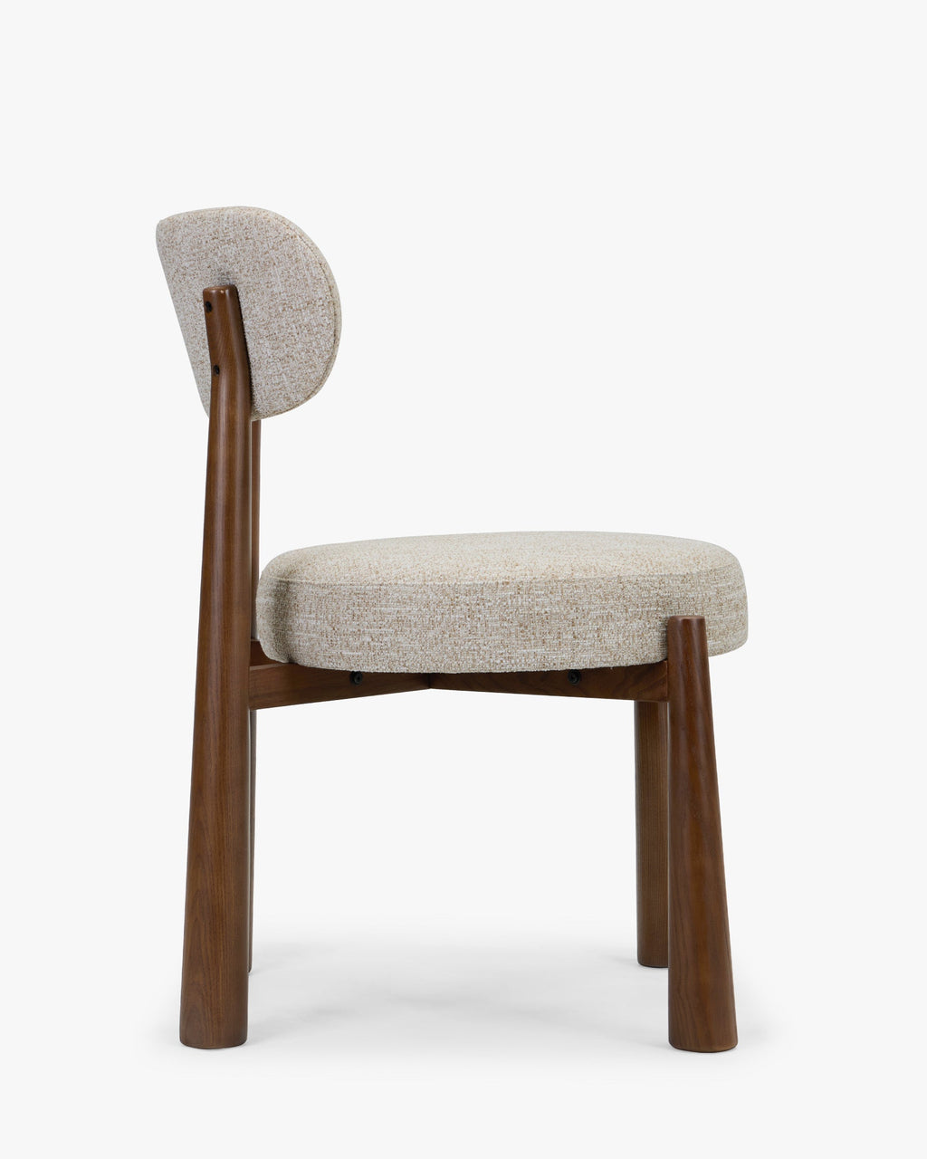 Chaise, Tweed écru meringue & Frêne massif teinte noyer