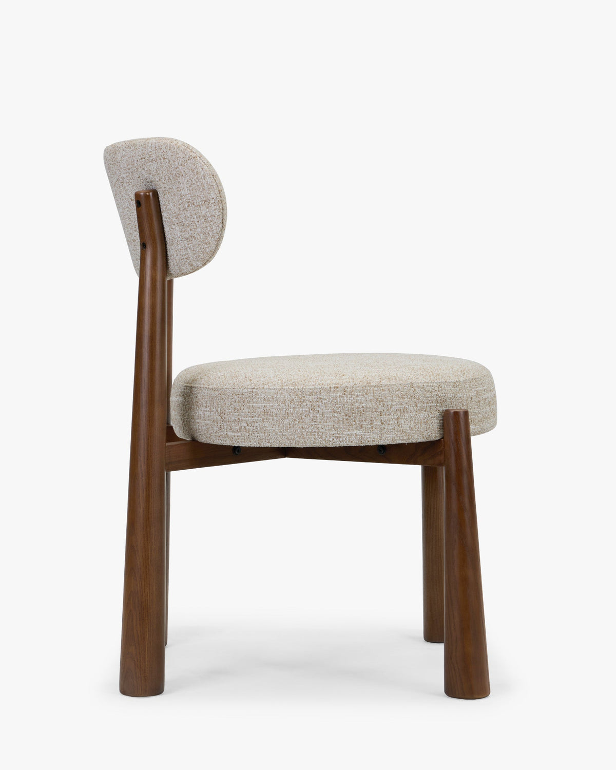 Chaise, Tweed écru meringue & Frêne massif teinte noyer