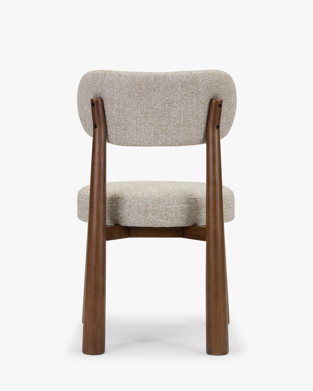 Chaise, Tweed écru meringue & Frêne massif teinte noyer