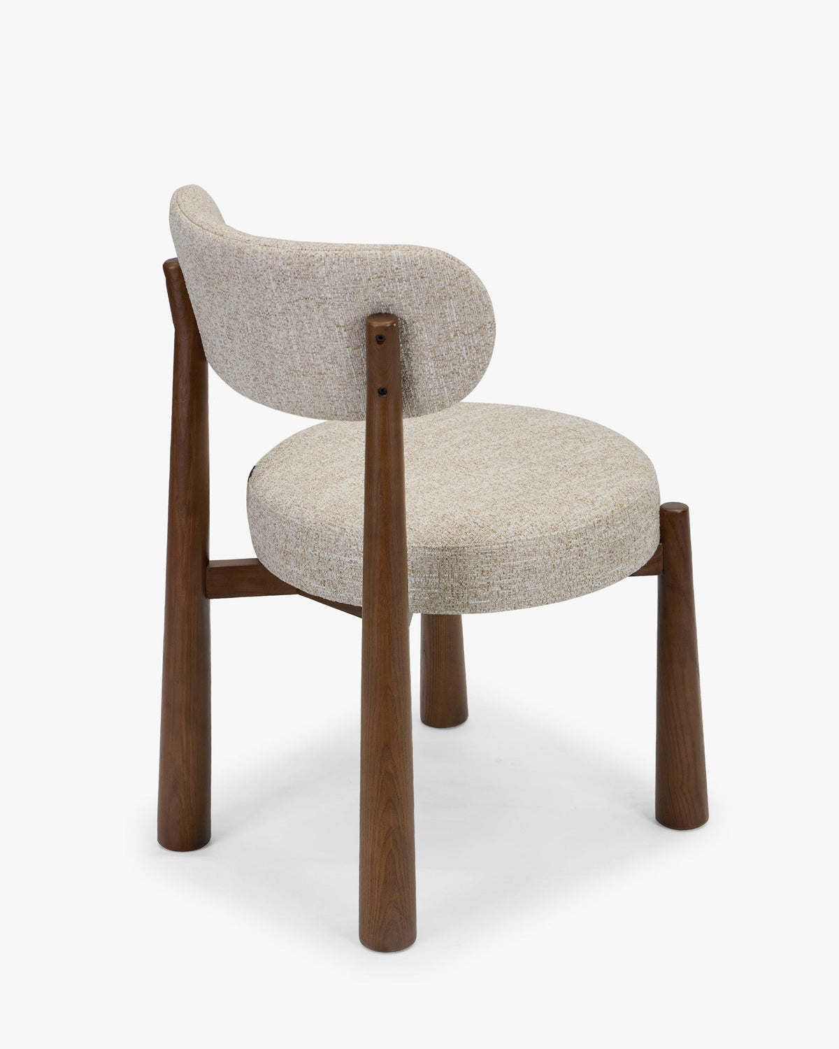 Chaise, Tweed écru meringue & Frêne massif teinte noyer